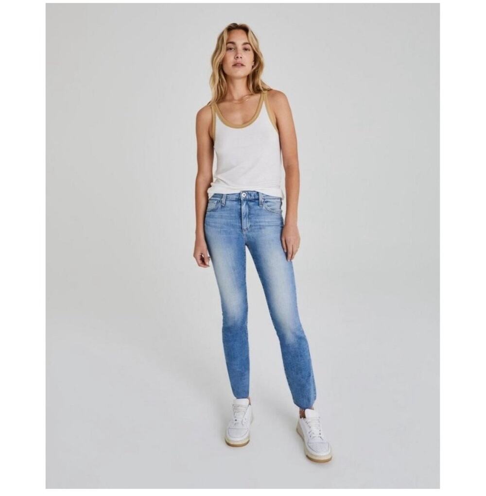 AG Adriano Goldschmied Mari High Rise Straight Raw Hem Jeans 23 Years Reclaim 28